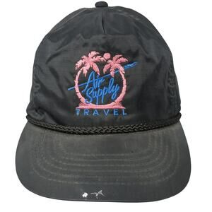 Air Supply Travel Slideback 5 Panel Cap Black OS Rope Embroidered Headmaster